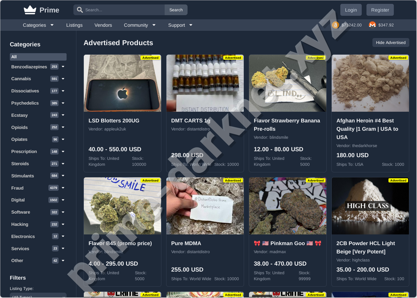 Prime Marketplace Home Dashboard - Prime Darknet Market 2026